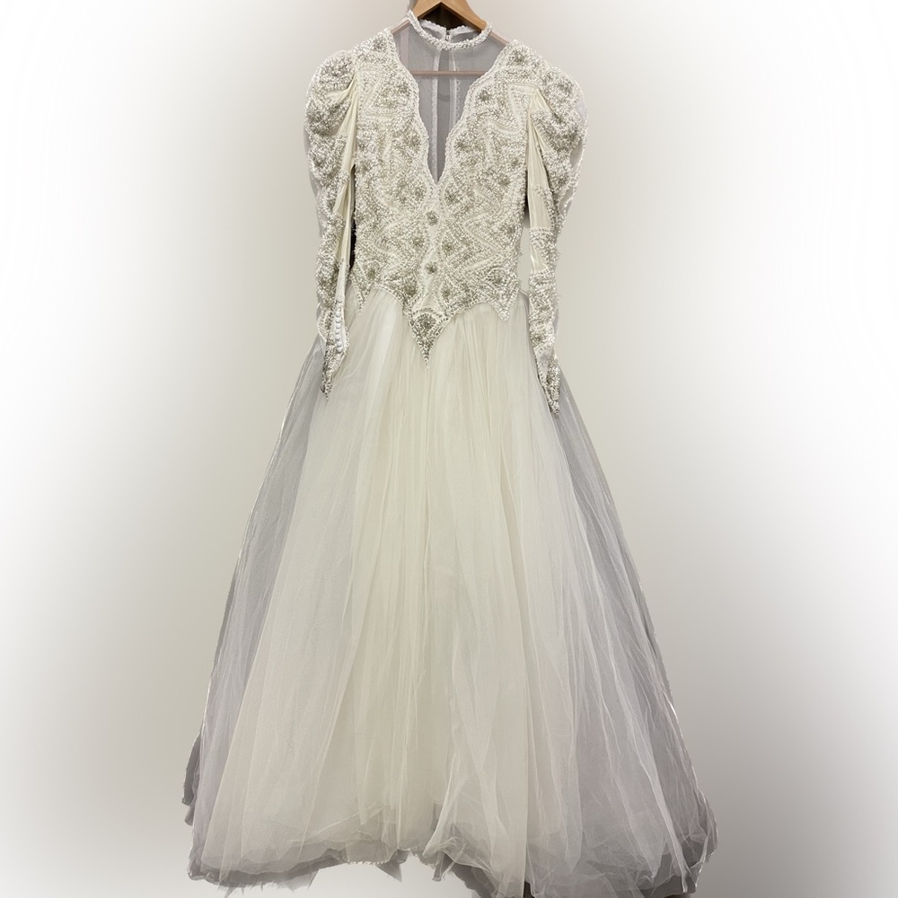 Drop Waist Wedding Gown, Vintage 80s style
